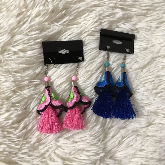 Hand made earrings / embroider / Mexican - Picture 2 of 6